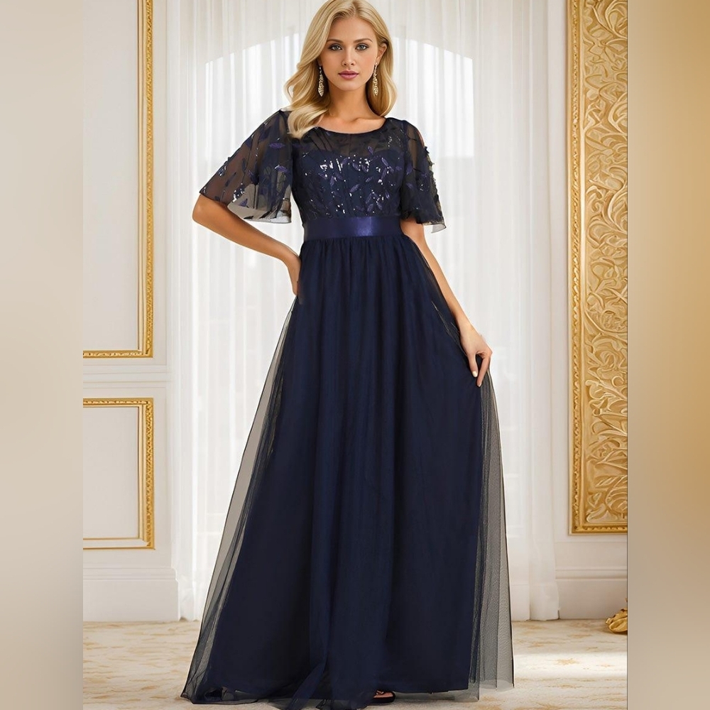 NWT Ever Pretty Dark Blue Maxi Dress